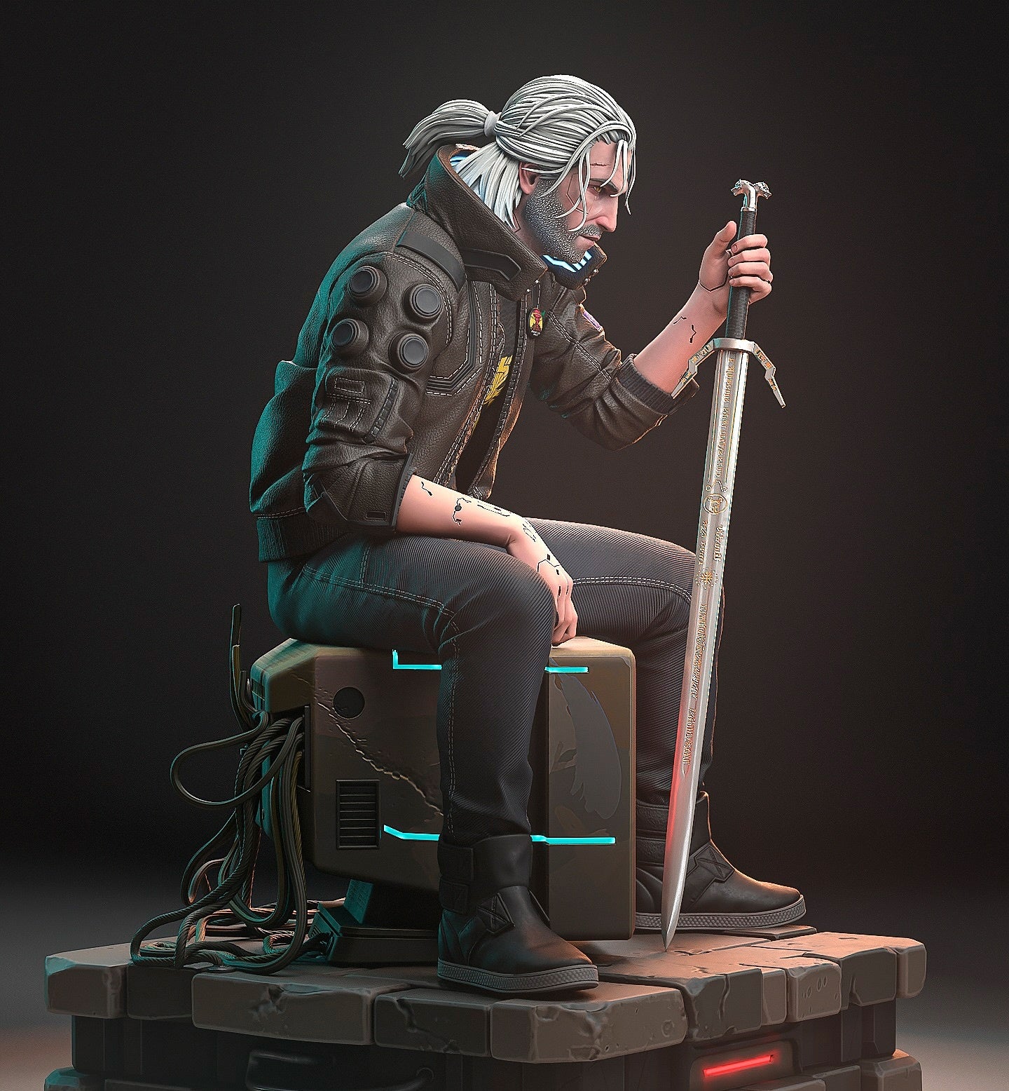 Witcher Geralt STL File 3D Printing Design Game Character Geralt STL File 0299