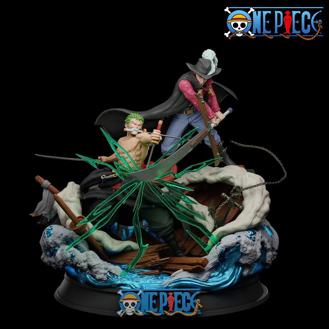 Zoro vs Mihawk STL File 3D Printing Design File Anime One Piece Character 0295