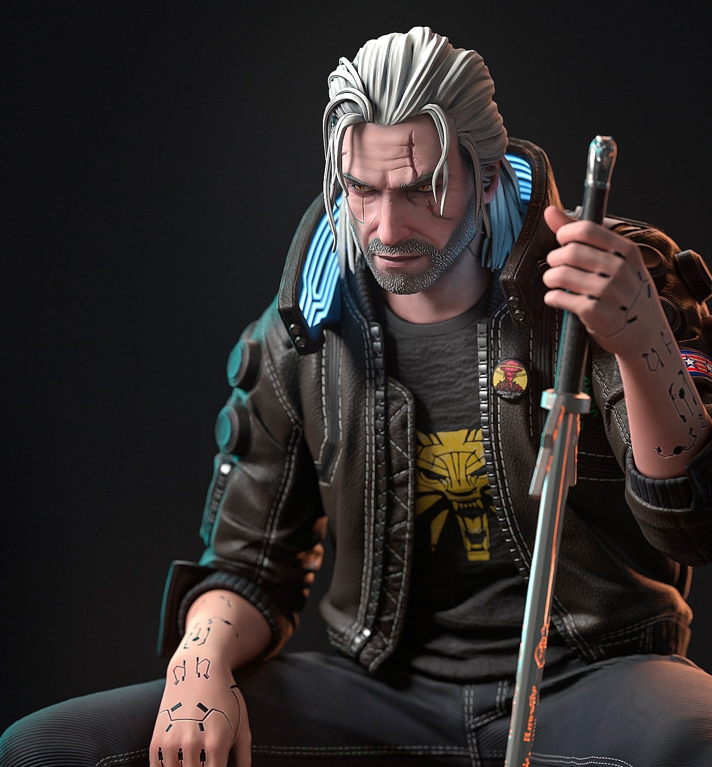 Witcher Geralt STL File 3D Printing Design Game Character Geralt STL File 0299