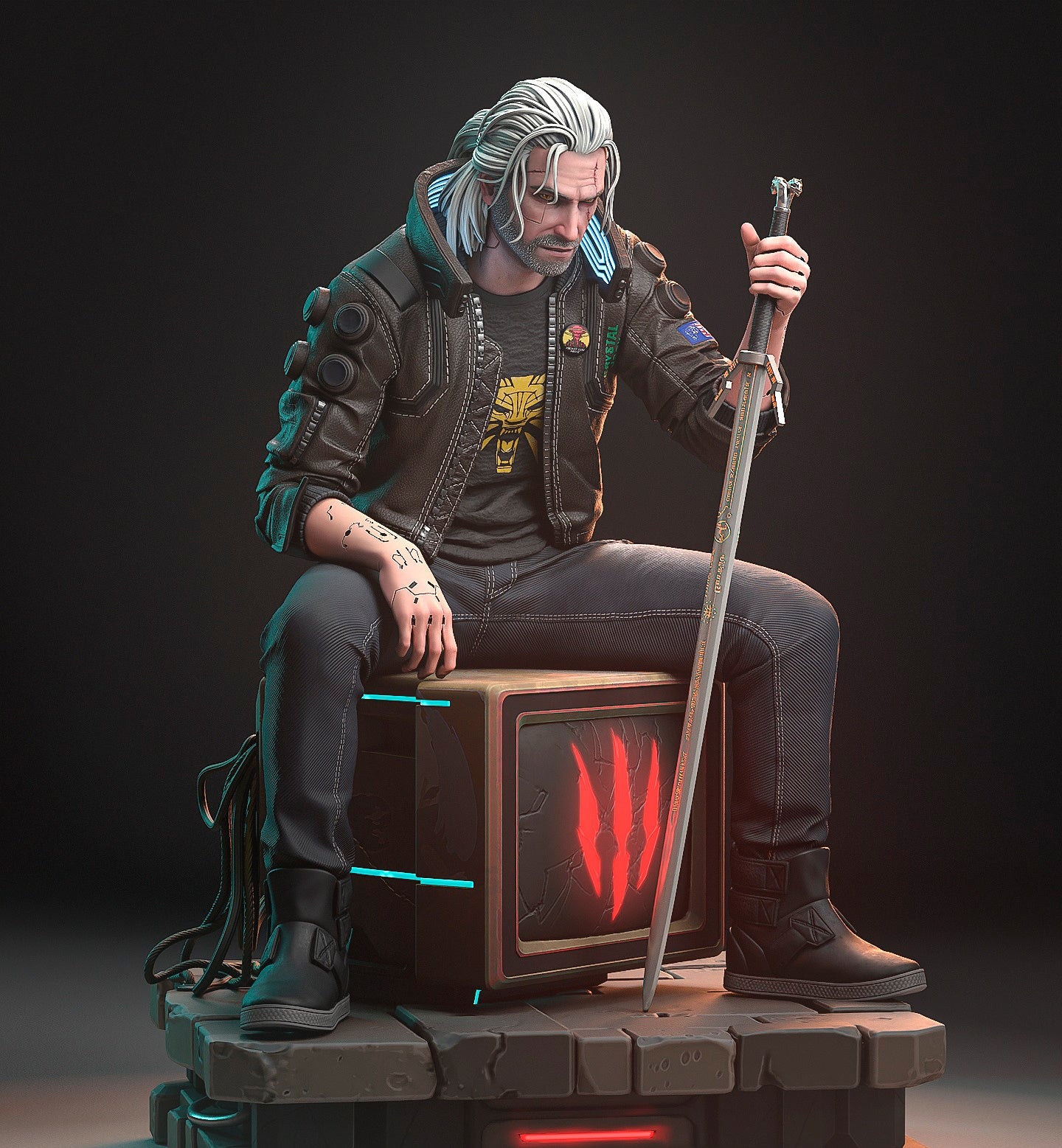 Witcher Geralt STL File 3D Printing Design Game Character Geralt STL File 0299