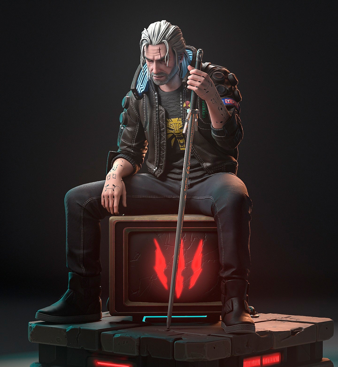 Witcher Geralt STL File 3D Printing Design Game Character Geralt STL File 0299