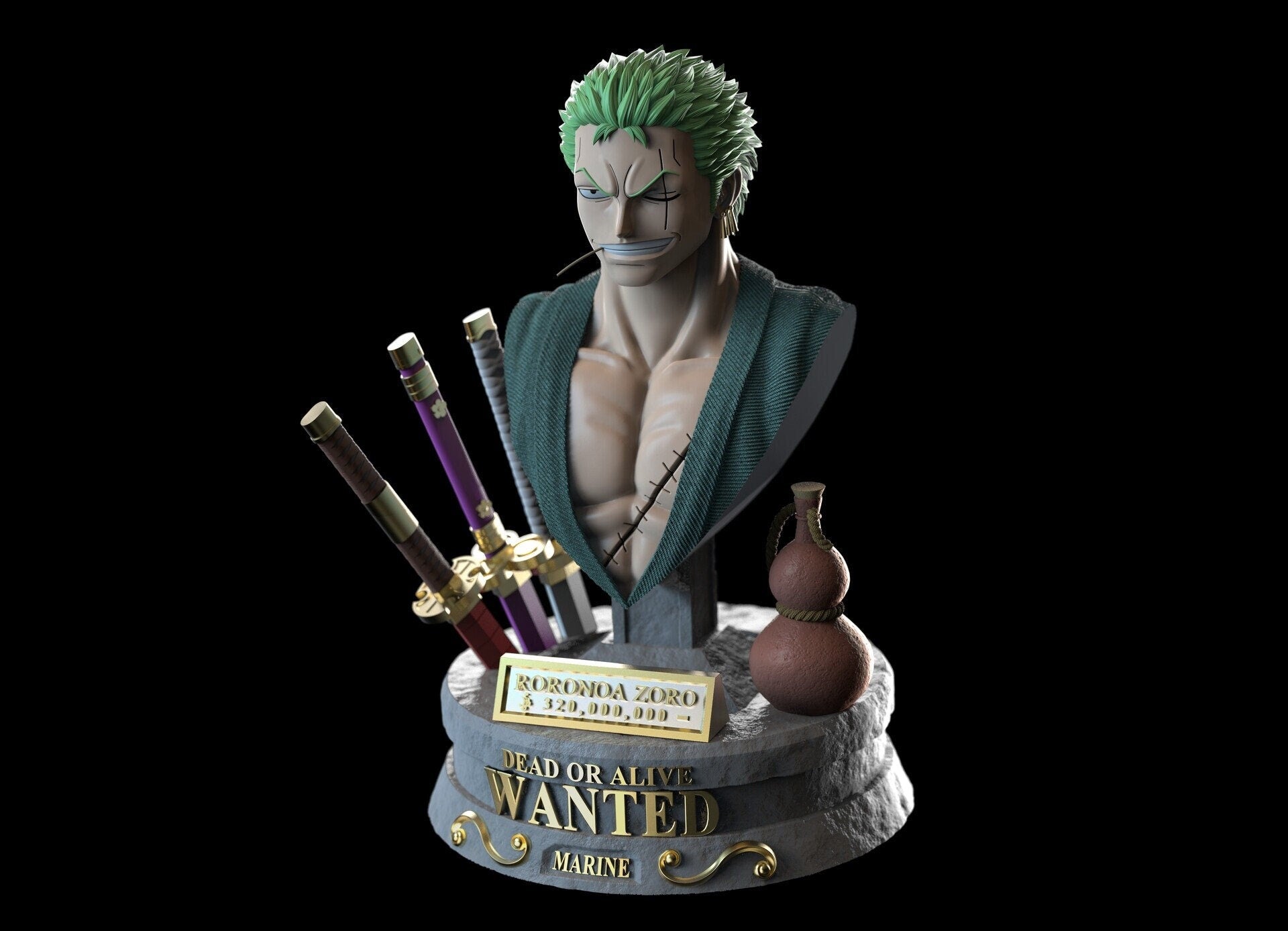 STL file One piece 2d zoro badge・3D printer model to download・Cults