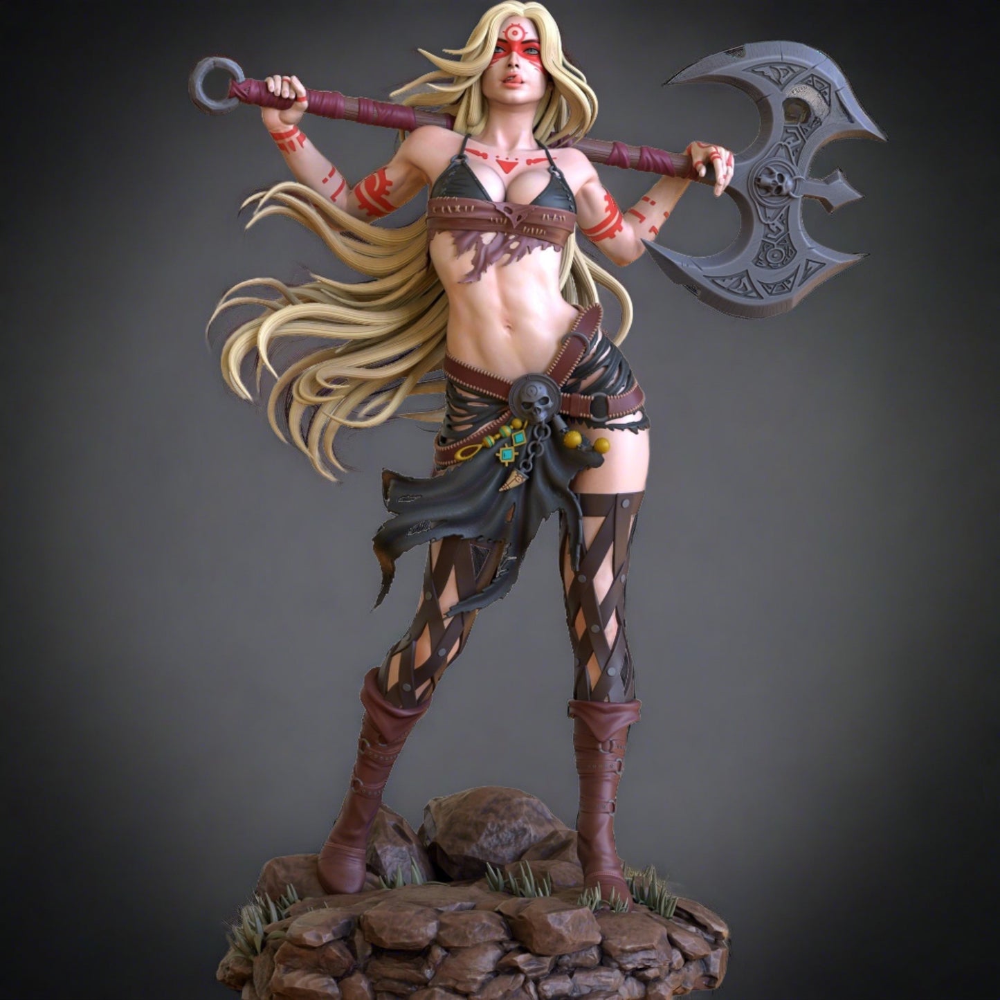 Diablo STL File 3D Printing Digital STL File Game Character Female Barbarian Figure 0148