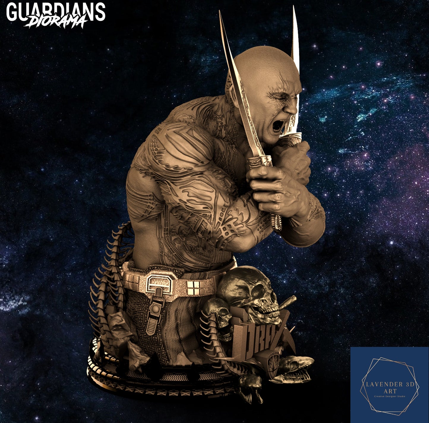 Drax STL Guardians of the Galaxy STL File 3D Printing Design Movie Character STL File S037