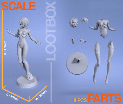 EVA Anime STL Character Rei Ayanami STL File 3D Printing Digital STL Design Anime Character 0140