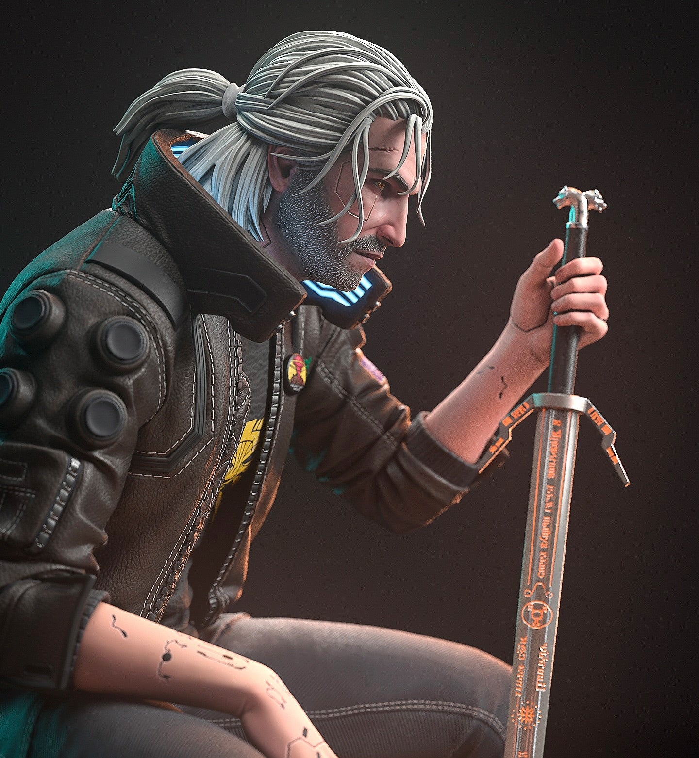 Witcher Geralt STL File 3D Printing Design Game Character Geralt STL File 0299