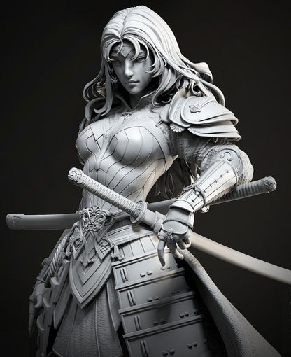 Wonder Woman Samurai STL Fichier Impression 3D Fichier STL numérique Anime Personnage samouraï féminin 0124