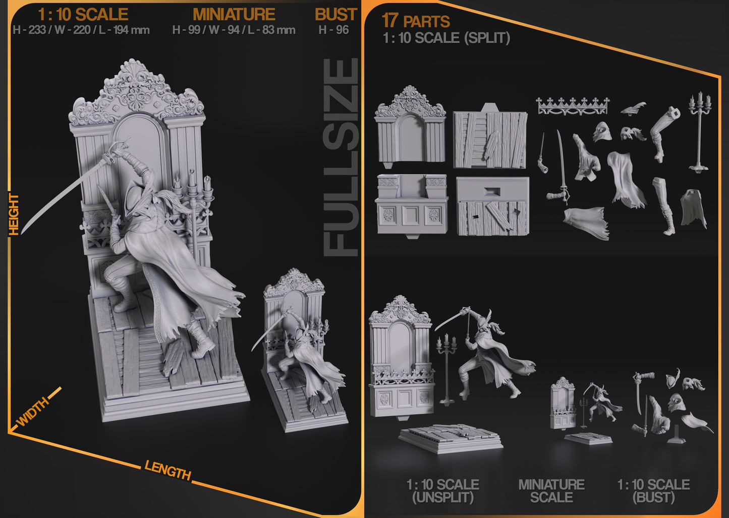Lady Maria STL Bloodborne STL Archivo 3D Impresión Digital Juego Figura STL Archivo 0138