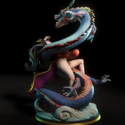 Chica de fantasía con dragón Archivo STL Impresión 3D Archivo STL digital Personaje de fantasía 0153
