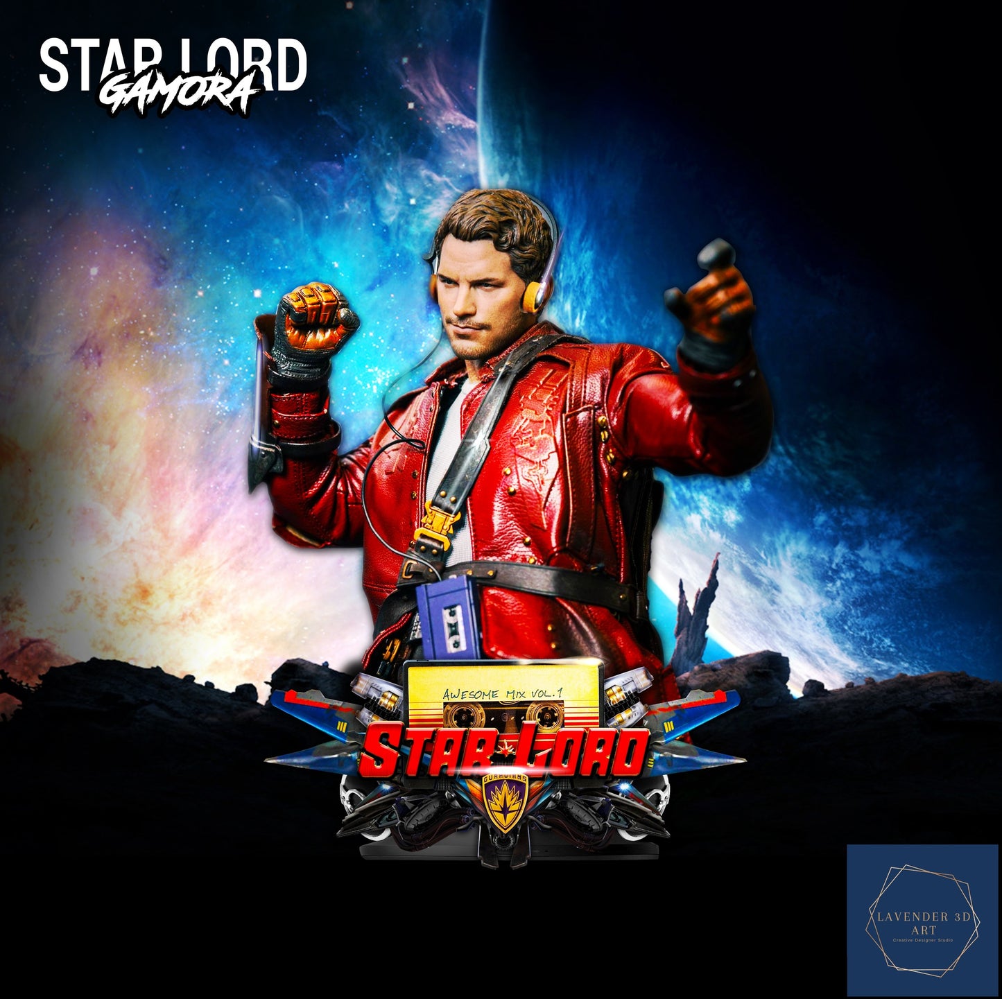 Starlord Bust STL Avengers STL Archivo 3D Impresión Diseño Película Personaje STL Archivo S042