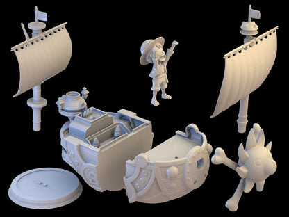 Thousand Sunny STL Archivo 3D Impresión Diseño Archivo Anime One Piece Luffy Personaje S045