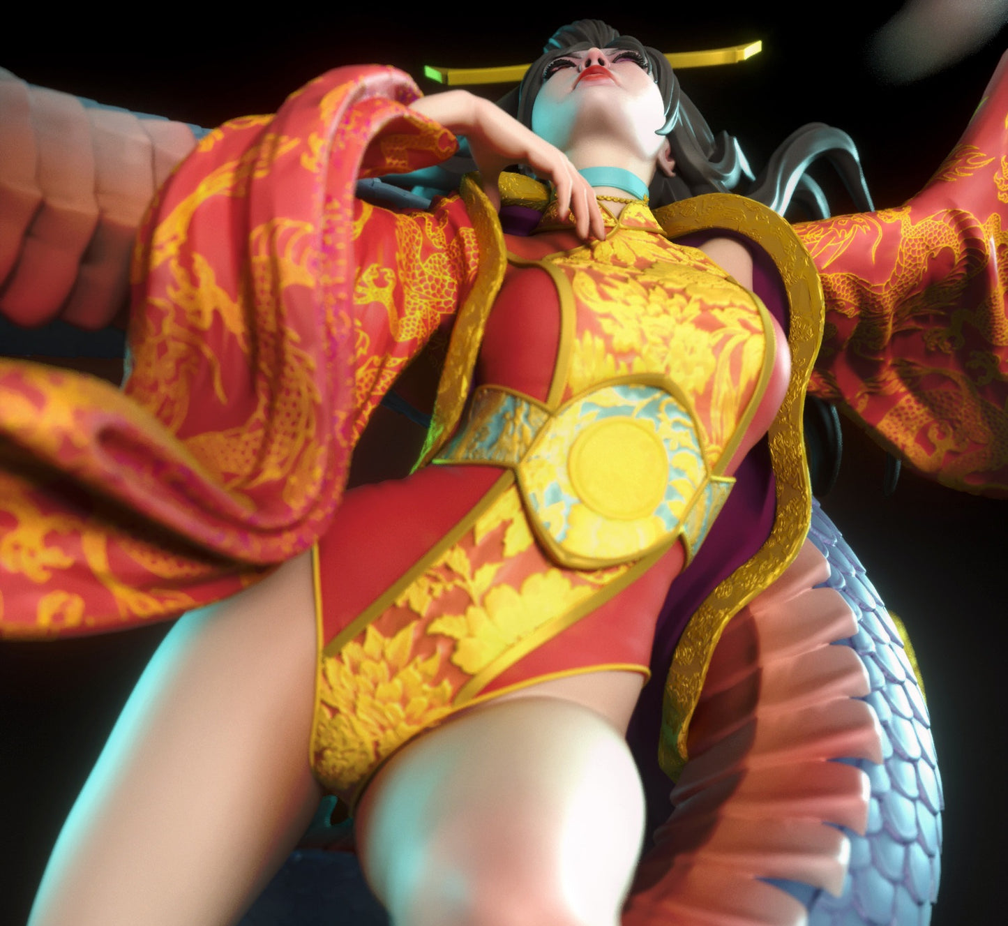 Fantasy Girl With Dragon STL Fichier Impression 3D Fichier STL numérique Personnage fantastique 0153
