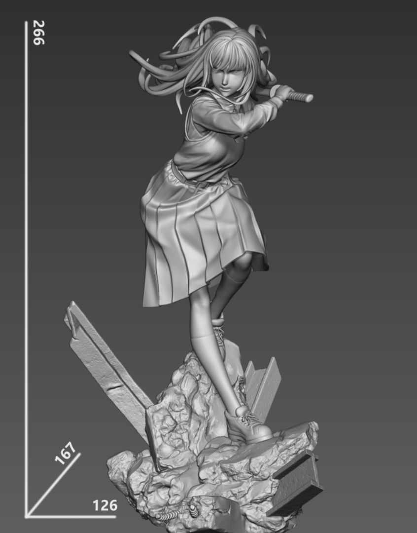 Chainsaw Man STL Yoru Asa STL Anime Figure STL File 3D Printing Design STL File 0216