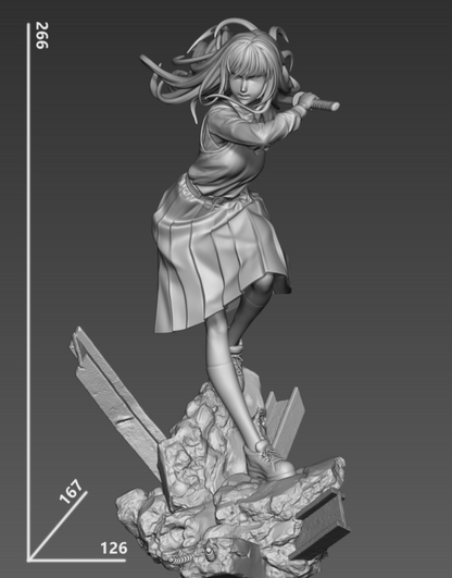 Chainsaw Man STL Yoru Asa STL Anime Figure STL File 3D Printing Design STL File 0216