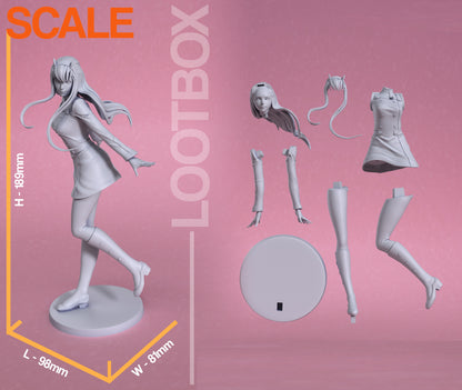 Darling en el archivo STL Franxx Diseño de impresión 3D Personaje de anime Cero Dos Archivo STL 0144