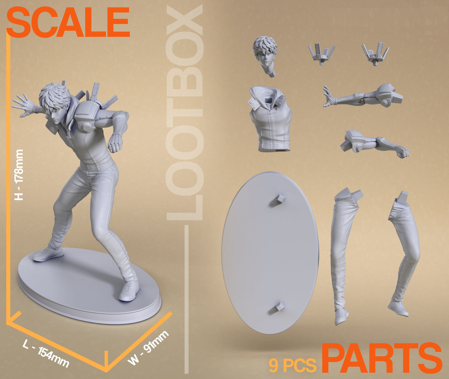 One Punch Man Archivo STL Diseño de impresión 3D Personaje de anime Genos Archivo STL 0141