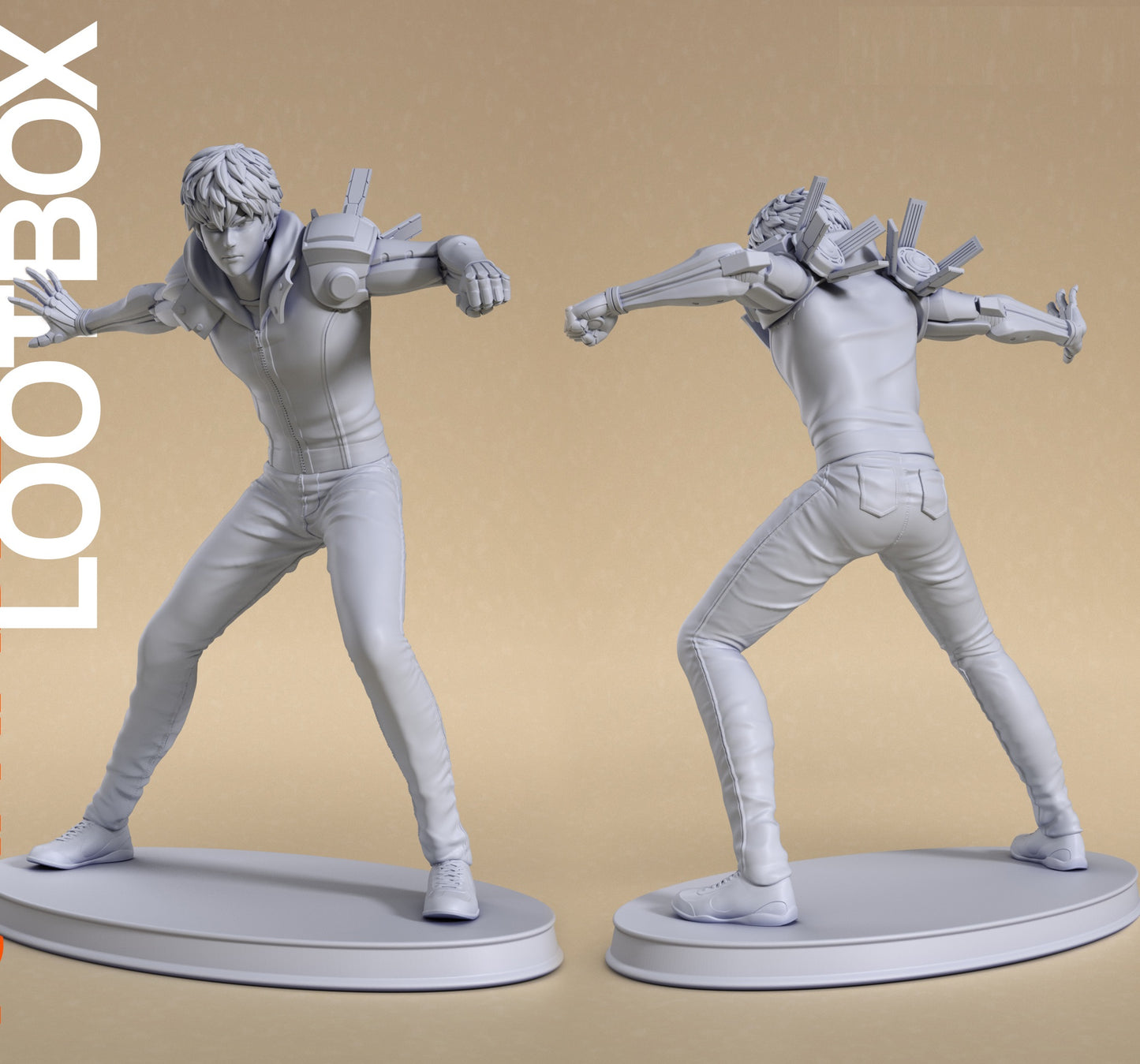 One Punch Man Archivo STL Diseño de impresión 3D Personaje de anime Genos Archivo STL 0141