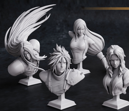Final Fantasy Character STL File Bust STL 3D Printing Digital STL Design Game Character S065