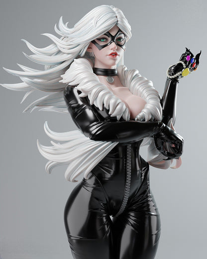 Felicia Black Cat Femelle STL Fichier Impression numérique 3D Fichier STL Personnages de film Figure féminine 0005