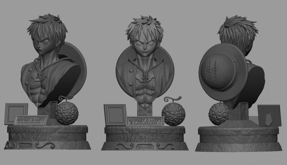 Luffy STL Archivo 3D Impresión Diseño Archivo Anime One Piece Personaje 0040