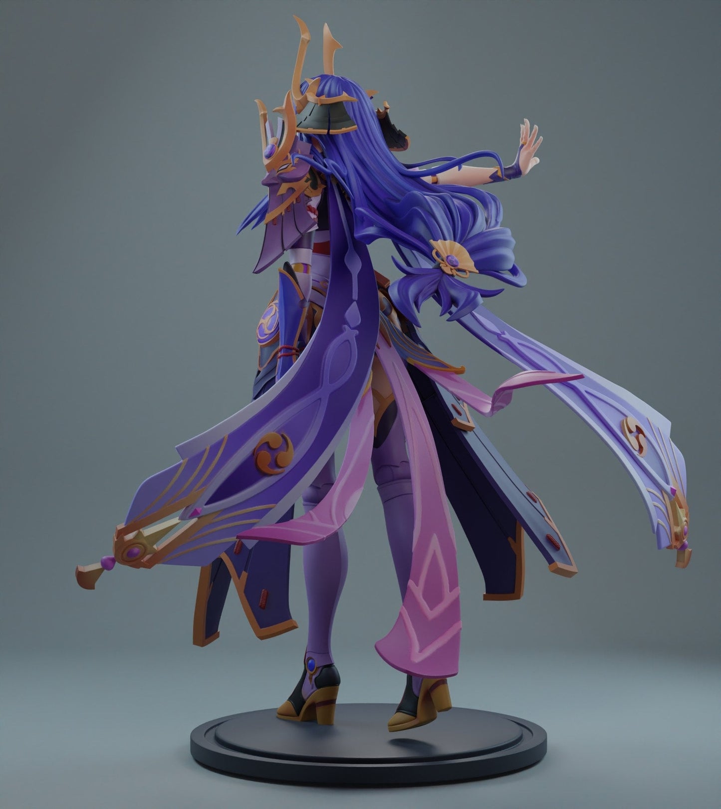 Genshin Impact Girl STL Archivo Impresión 3D Archivo STL digital Personaje del juego Raiden Shogun Figura 0013