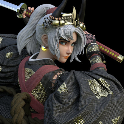Japonés Guerrero STL Archivo 3D Impresión Digital STL Archivo Anime Mujer Samurai Personaje 0053