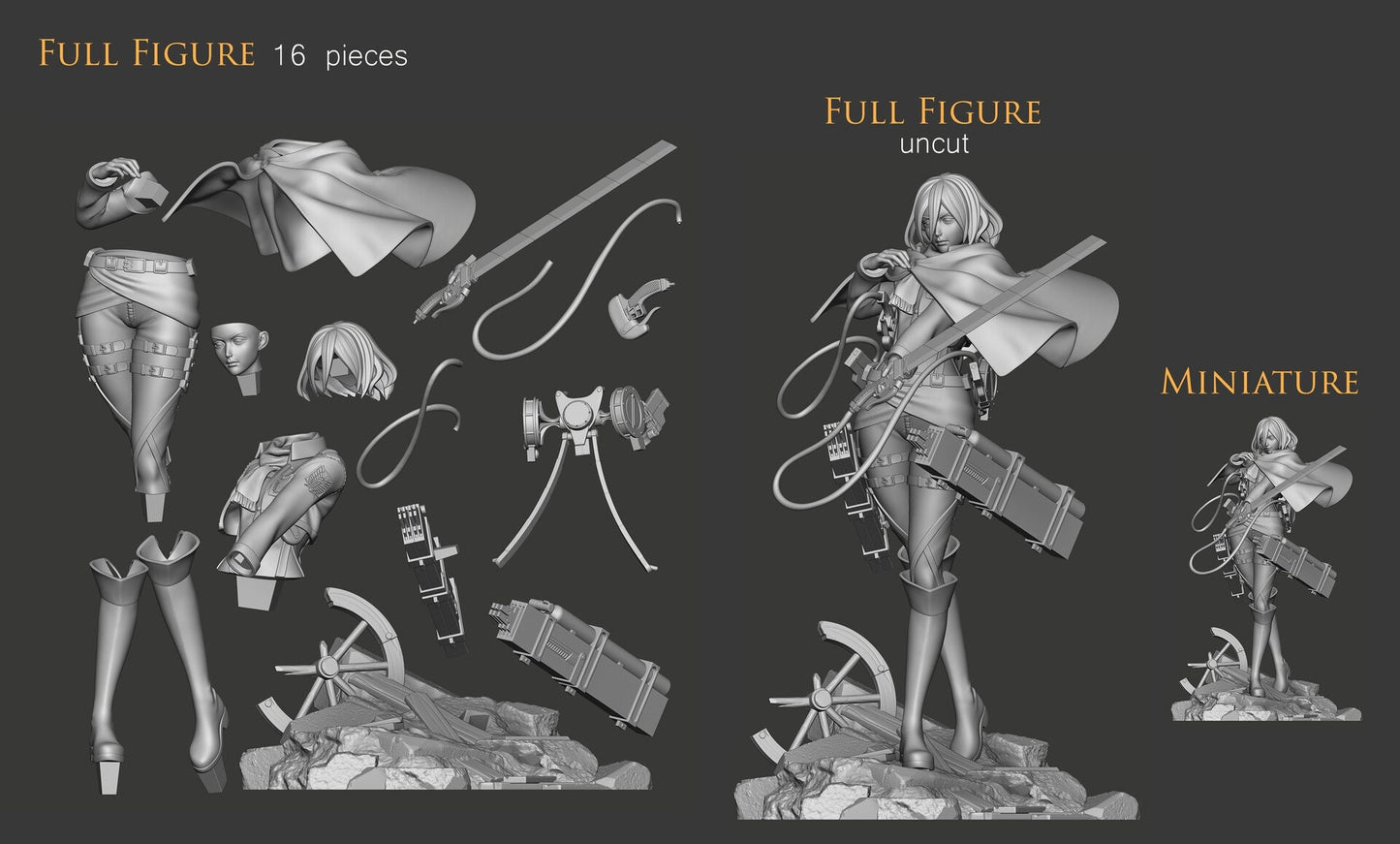 Attaque sur Titan Personnage Mikasa STL Fichier Impression 3D Fichier STL numérique Anime Girl Personnage 0055