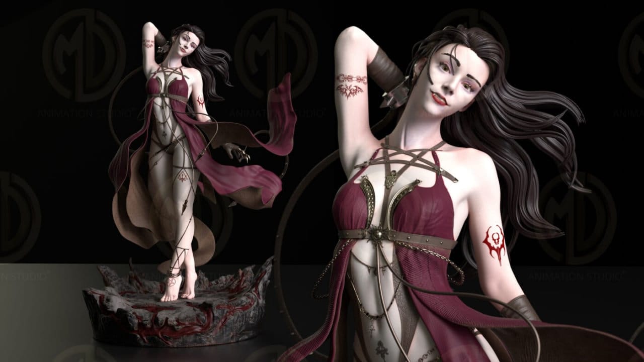 Vampire Girl STL Archivo 3D Impresión Digital STL Archivo Anime Personaje Femenino 0056