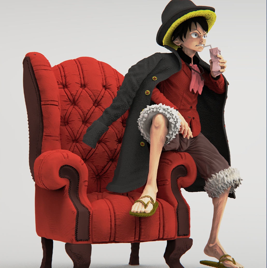 Luffy STL Fichier Impression 3D Fichier STL numérique Anime One Piece Personnage 0062