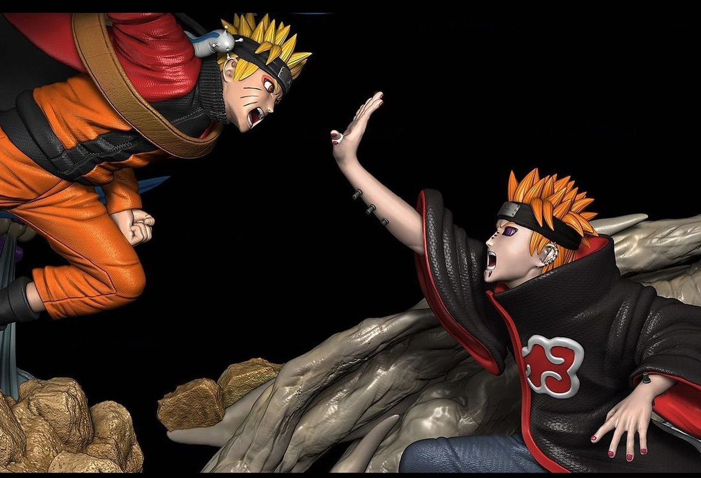 Fichier STL Naruto vs Pain Impression 3D Figure d'anime numérique Fichier STL S005